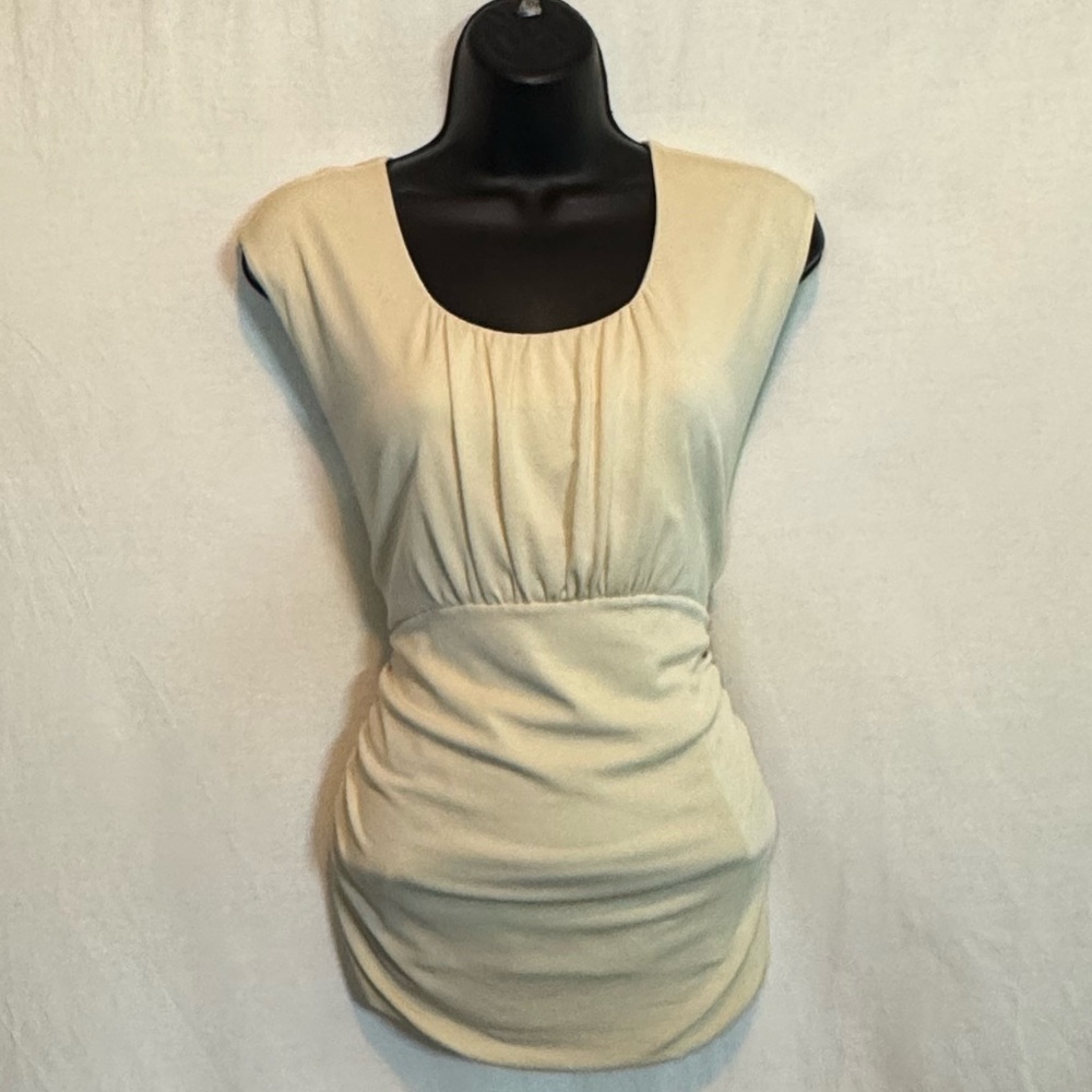 G-73 Alfani Cream‎ Silk Blend Sleeveless Lined Pullover Blouse Size L